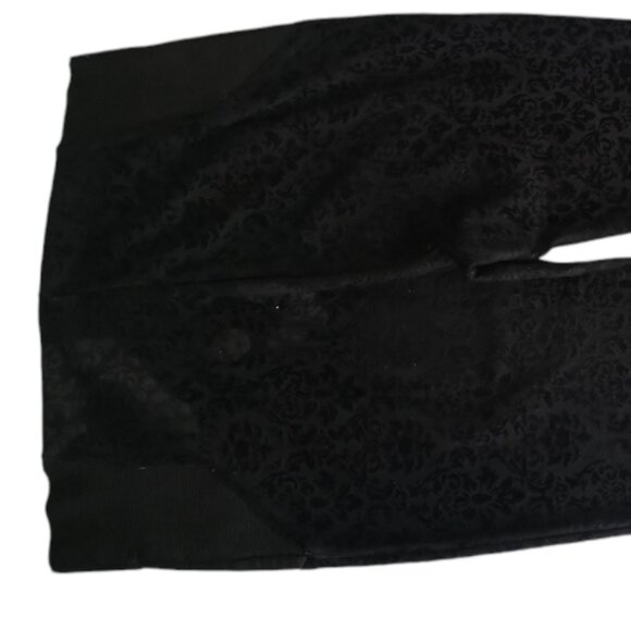 SWS Collection Black Jacquard Pattern Velvet Leggings L - Picture 6 of 6